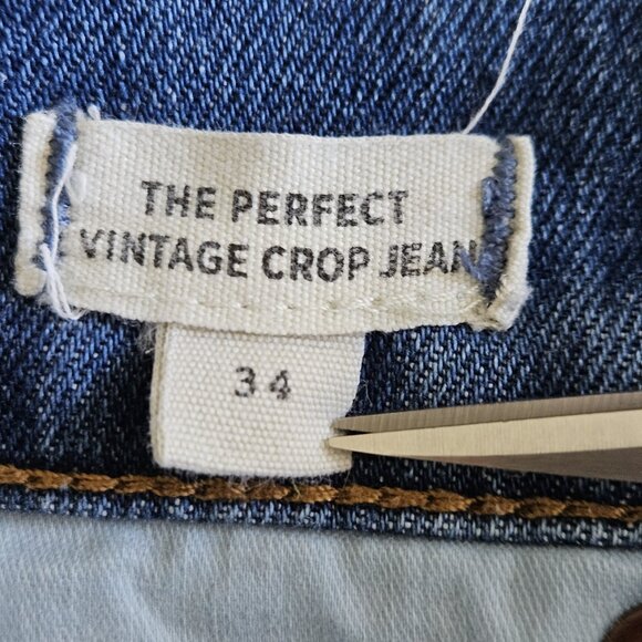 Madewell Jeans Womens 34 Blue Denim The Perfect Vintage Crop Jean Stretch Grunge - Picture 12 of 16